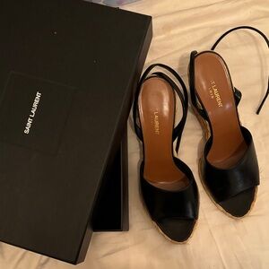 Saint Laurent Black and Tan mule WEDGES